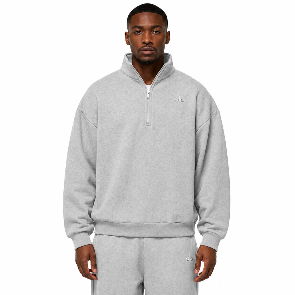 Sudadera Hoodie Alo Zip Gris