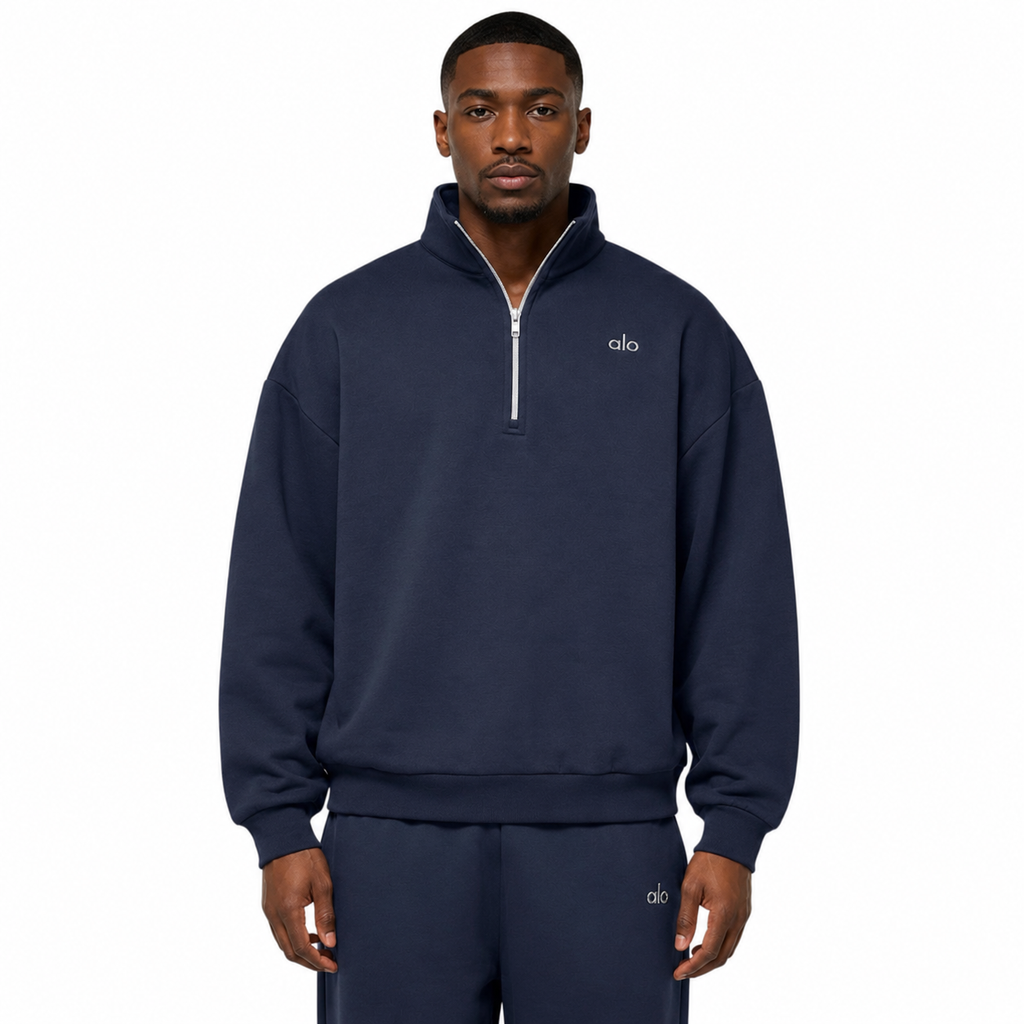 Sudadera Hoodie Alo Zip Azul Navy